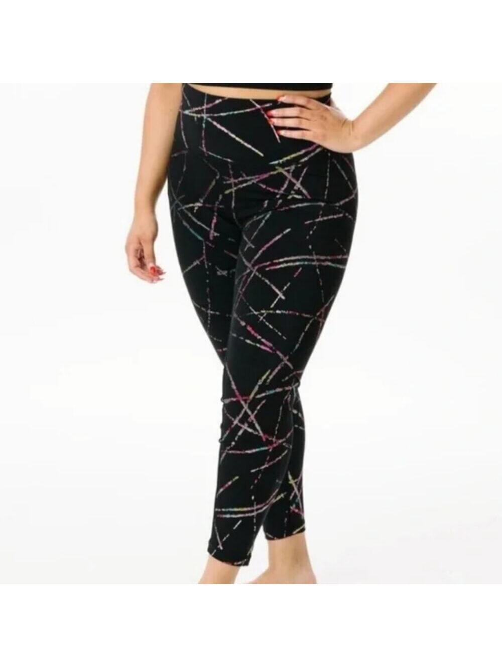 Zyia Active Abstract Multicolor Paint Splatter Hi Rise 7/8 Legging Size 6-8